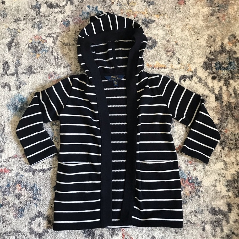 ❤️Polo Ralph Lauren Hooded Cardigan-Navy w/White